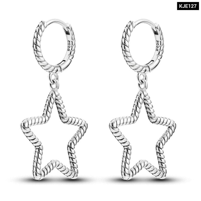 Charm Double Hoop Earrings For Women 925 Silver Sparkling