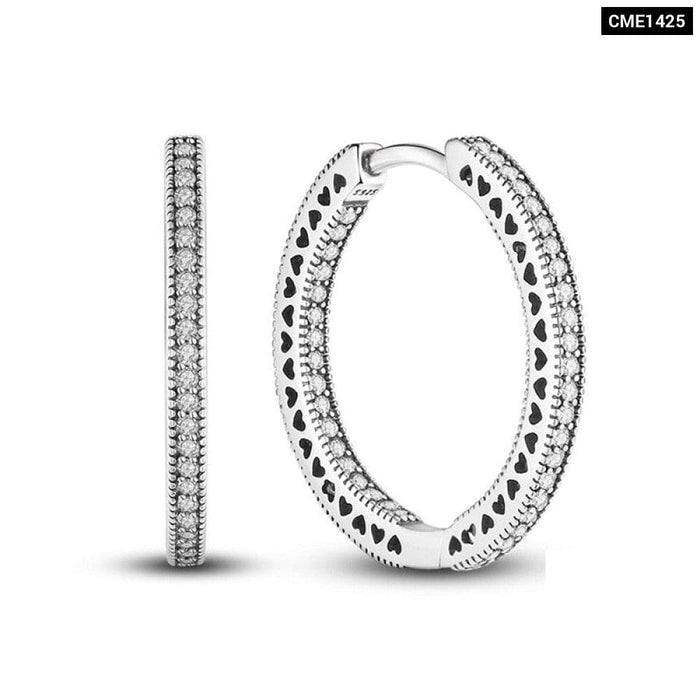 Charm Double Hoop Earrings For Women 925 Silver Sparkling