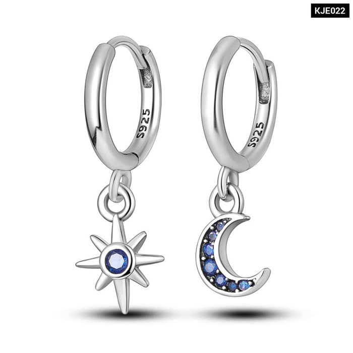 Charm Double Hoop Earrings For Women 925 Silver Sparkling