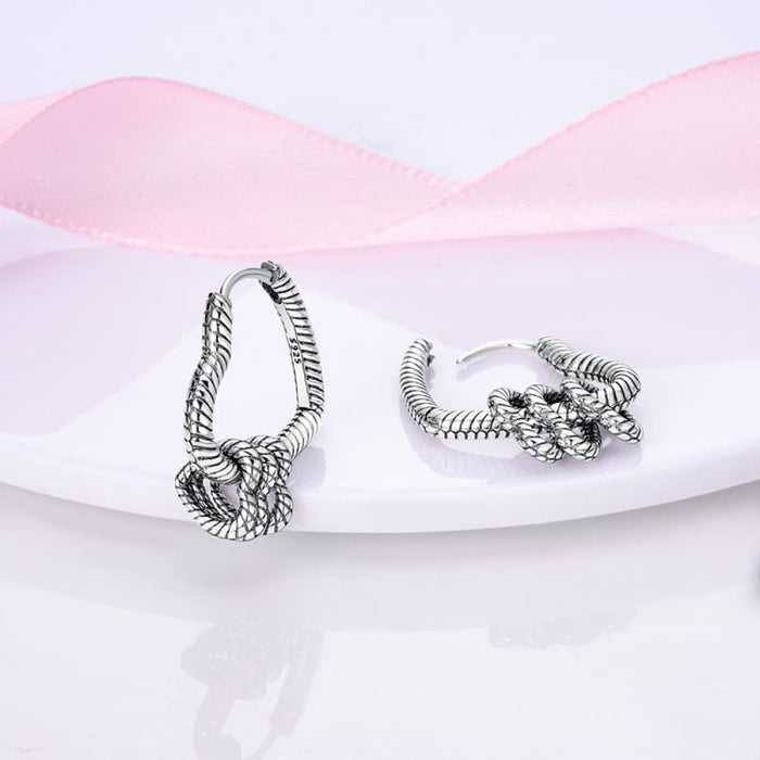 Charms Double Heart Hoop Earrings For Women 925 Silver