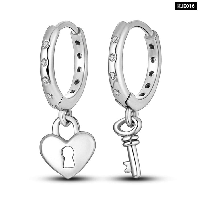 Charms Double Heart Hoop Earrings For Women 925 Silver