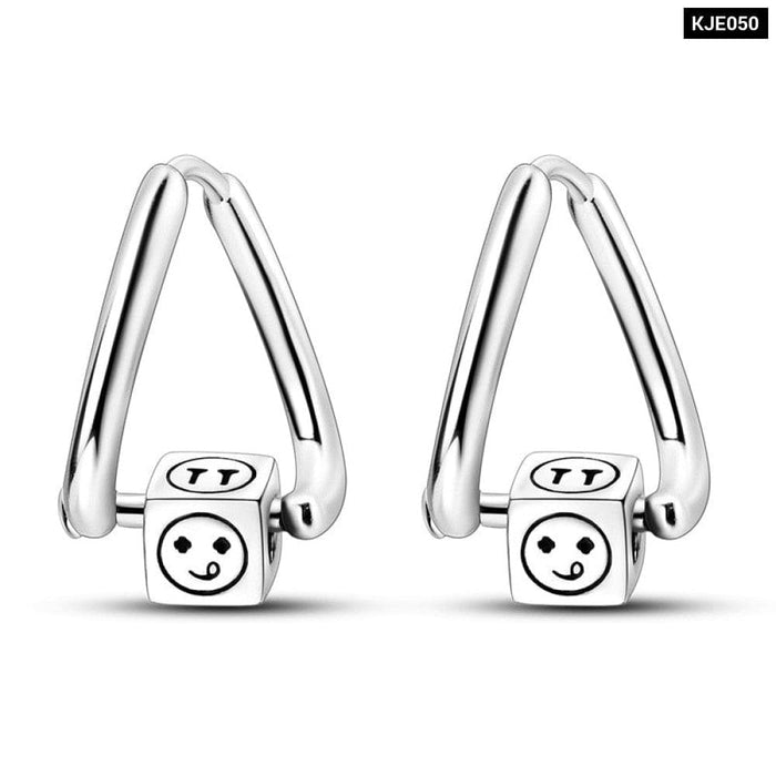 Charms Double Heart Hoop Earrings For Women 925 Silver