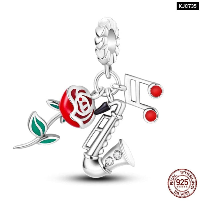 Charms Fit Pandora 925 Original Bracelet Red Series