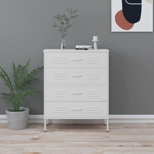 Chest Of Drawers White 80x35x101.5 Cm Steel Ttlxbl