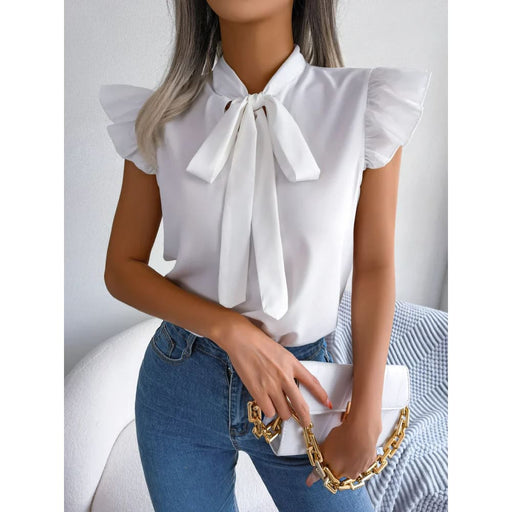 Chic Summer Chiffon Blouse with Bow Detail