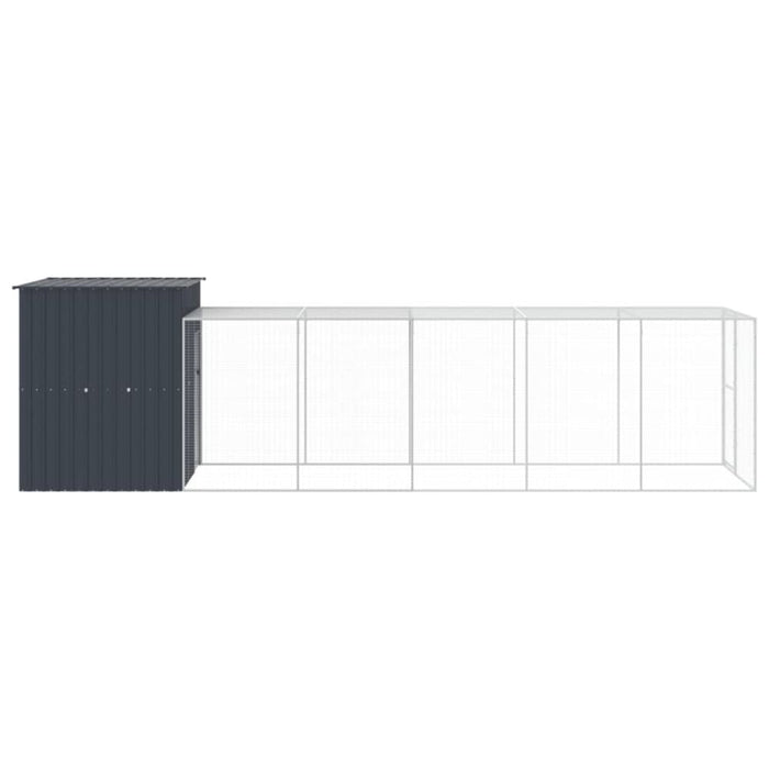 Chicken Cage With Run Anthracite 165x659x181 Cm Galvanised