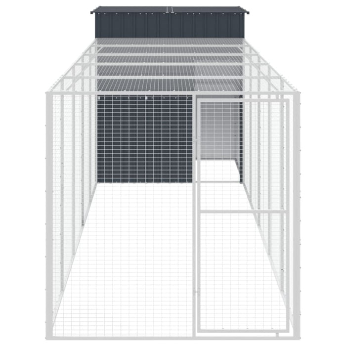 Chicken Cage With Run Anthracite 165x659x181 Cm Galvanised