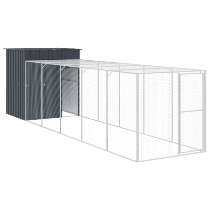 Chicken Cage With Run Anthracite 165x659x181 Cm Galvanised