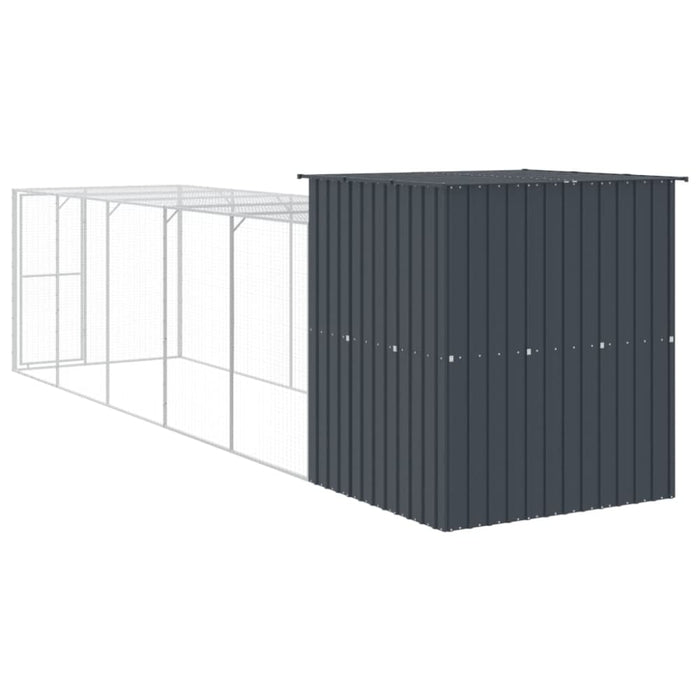 Chicken Cage With Run Anthracite 165x659x181 Cm Galvanised