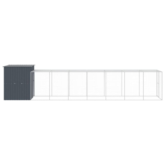 Chicken Cage With Run Anthracite 165x863x181 Cm Galvanised