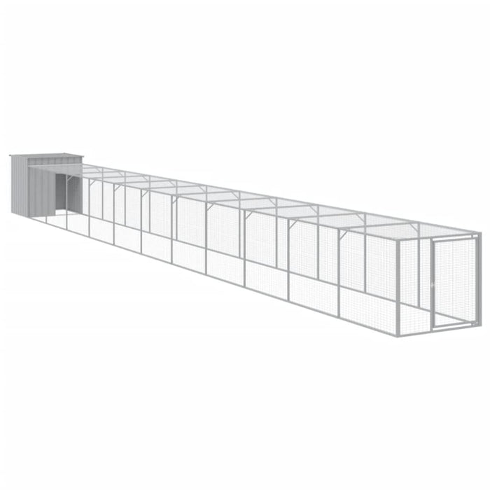 Chicken Cage With Run Light Grey 110x1221x110 Cm Galvanised