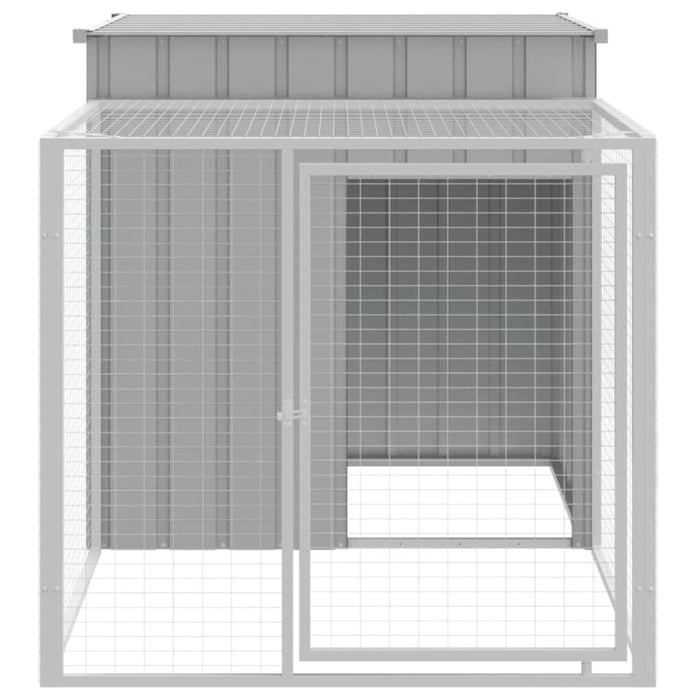 Chicken Cage With Run Light Grey 110x201x110 Cm Galvanised