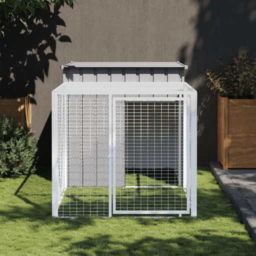 Chicken Cage With Run Light Grey 110x201x110 Cm Galvanised