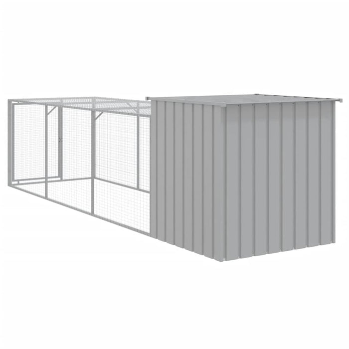 Chicken Cage With Run Light Grey 110x405x110 Cm Galvanised