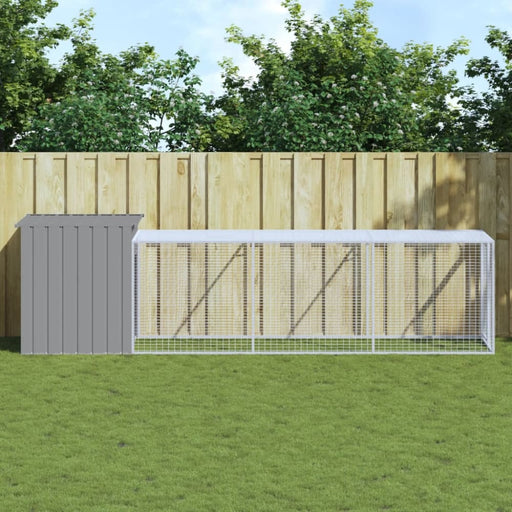 Chicken Cage With Run Light Grey 110x405x110 Cm Galvanised