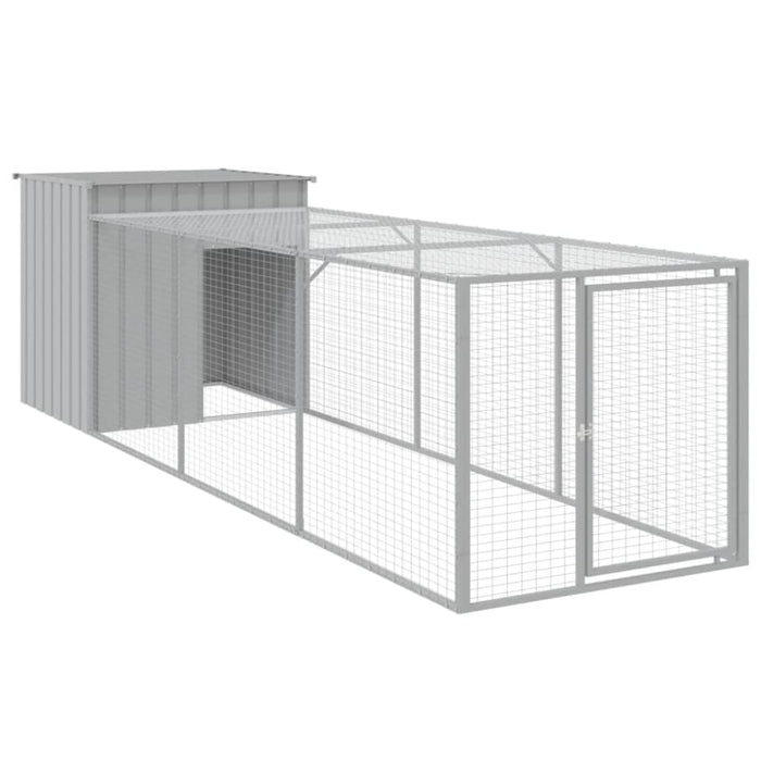 Chicken Cage With Run Light Grey 110x405x110 Cm Galvanised