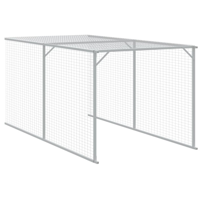 Chicken Cage With Run Light Grey 110x405x110 Cm Galvanised