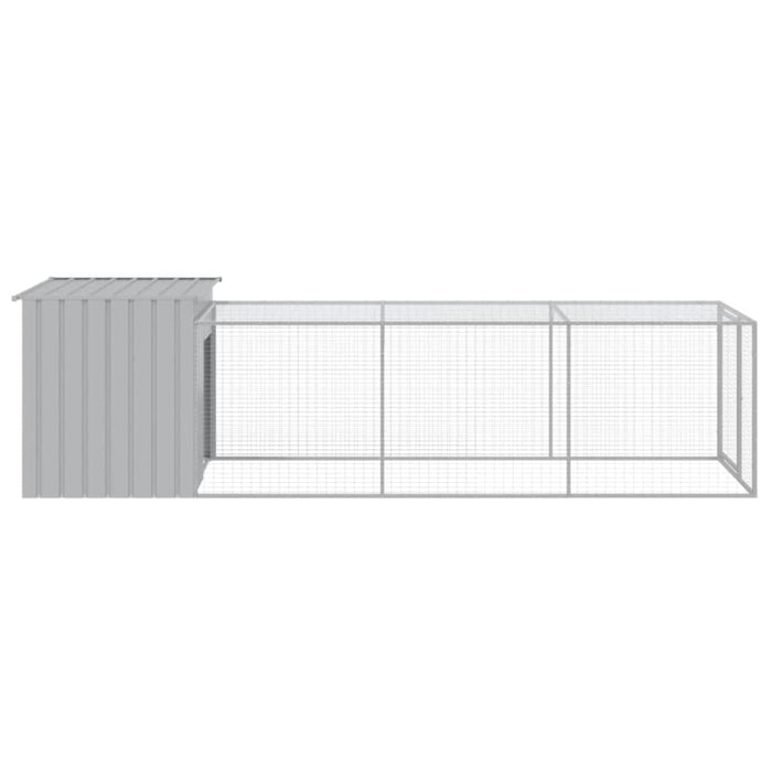 Chicken Cage With Run Light Grey 110x405x110 Cm Galvanised