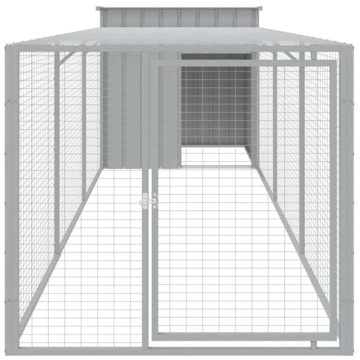 Chicken Cage With Run Light Grey 110x405x110 Cm Galvanised