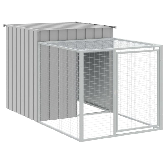 Chicken Cage With Run Light Grey 110x405x110 Cm Galvanised