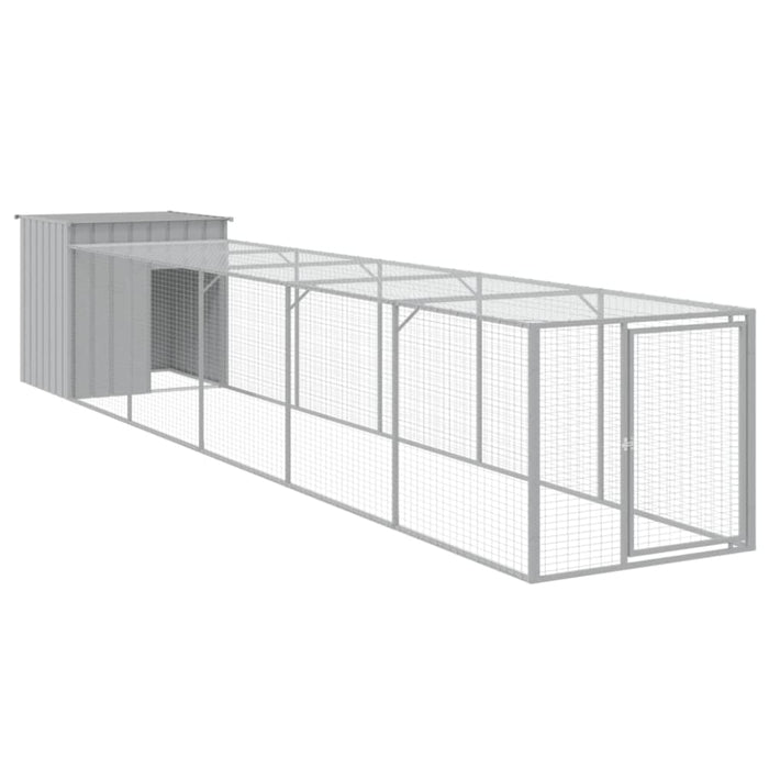 Chicken Cage With Run Light Grey 110x609x110 Cm Galvanised