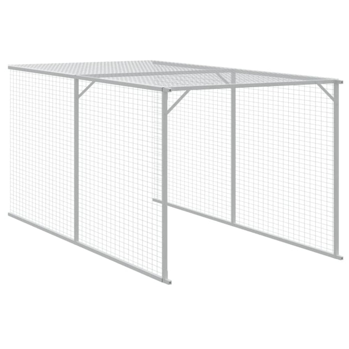 Chicken Cage With Run Light Grey 110x609x110 Cm Galvanised