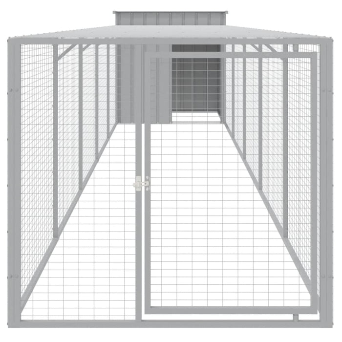 Chicken Cage With Run Light Grey 110x609x110 Cm Galvanised