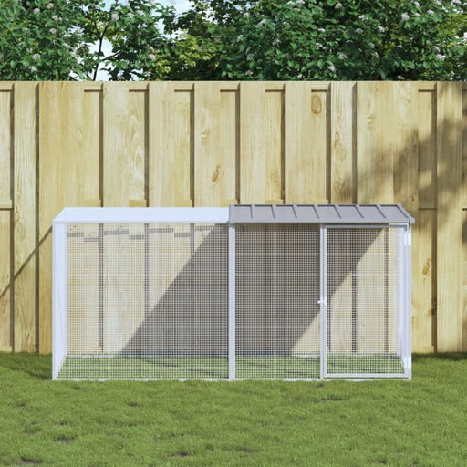 Chicken Cage With Roof Light Grey 203x98x90 Cm Galvanised