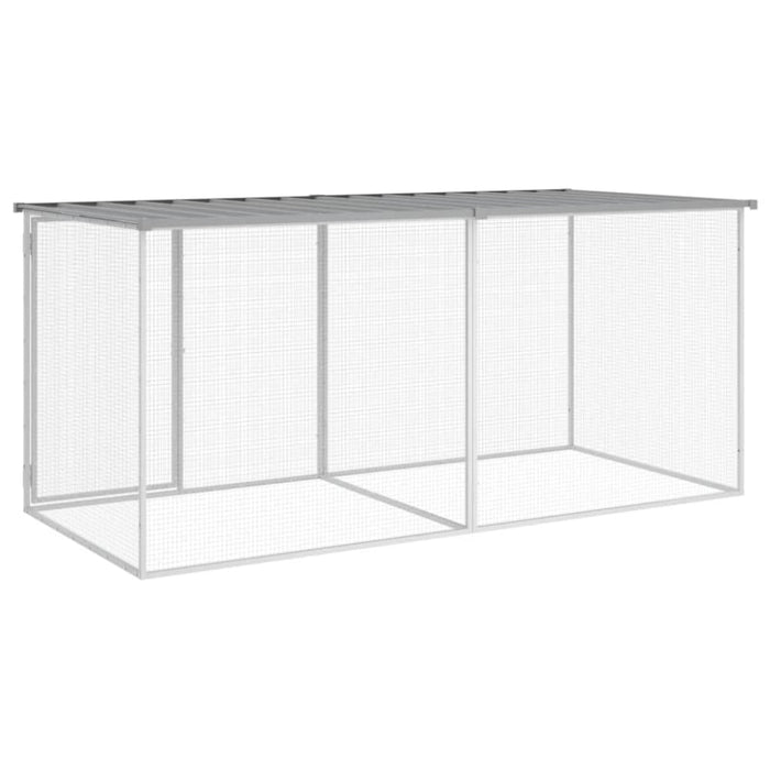 Chicken Cage With Roof Light Grey 203x98x90 Cm Galvanised