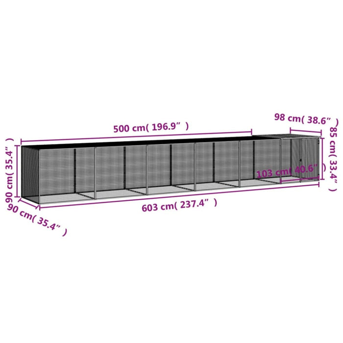 Chicken Cage With Roof Light Grey 603x98x90 Cm Galvanised