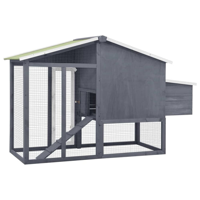 Chicken Coop With Nest Box Grey And White Solid Fir Wood