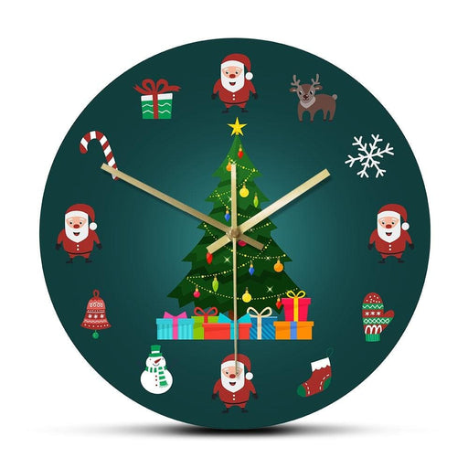 Christmas Elements Holidays Decorative Wall Clock Silent