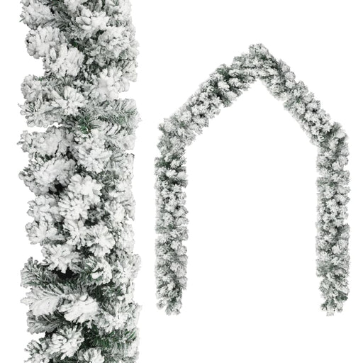 Christmas Garland With Flocked Snow Green 10 m Pvc Txbkln