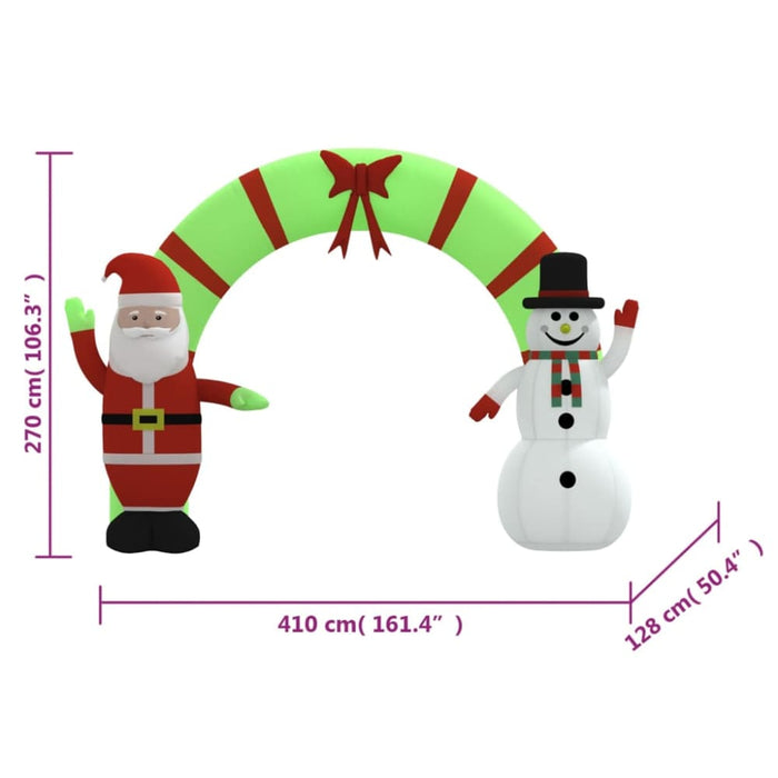 Christmas Inflatable Santa & Snowman Arch Gate Led 270 Cm