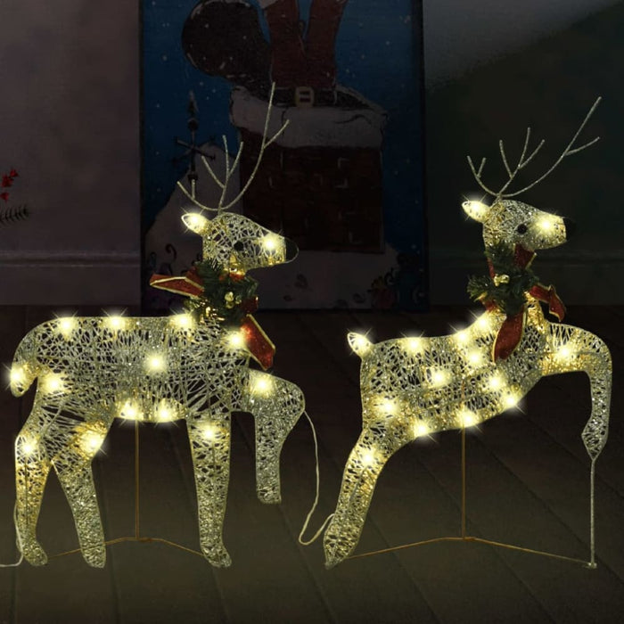 Christmas Reindeers 2 Pcs Gold 40 Leds Taxlnt