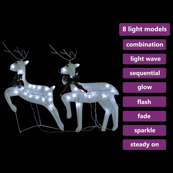 Christmas Reindeers 2 Pcs White 40 Leds Taxlnp