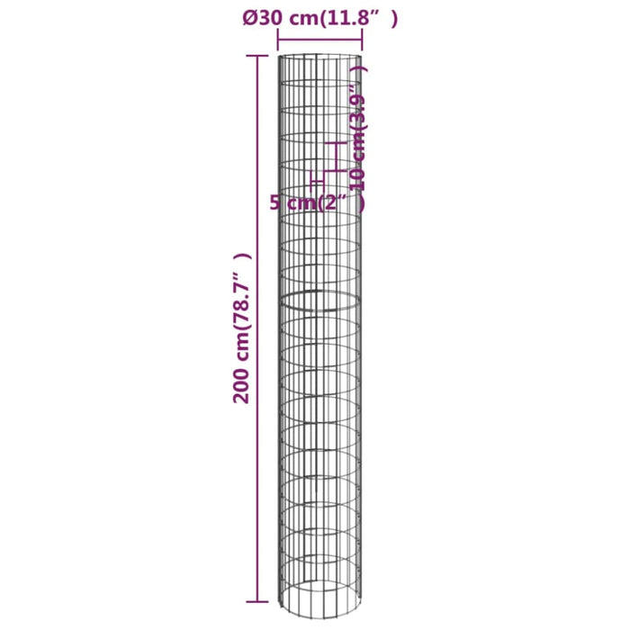 Circular Gabion Pole Galvanised Steel ø30x200 Cm Opxboa