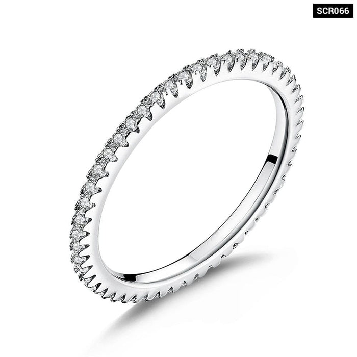 Classic 925 Sterling Silver Circle Clear Cz Geometric