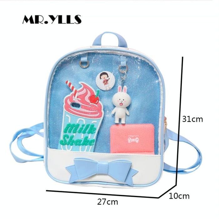 Clear Kids Backpack With Bow Mini Schoolbag