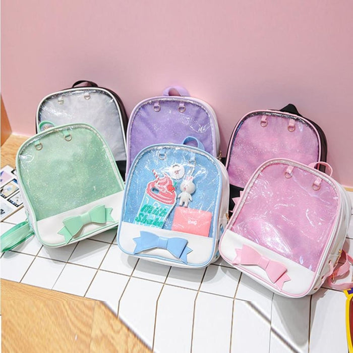 Clear Kids Backpack With Bow Mini Schoolbag