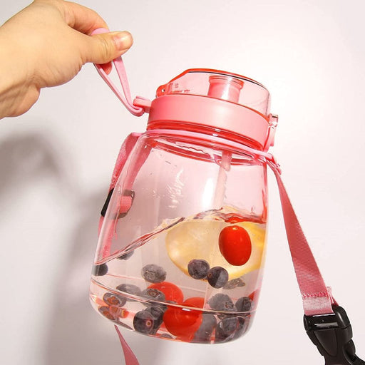 Clear Large Water Bottle Jug With Adjustable Shoulder Strap