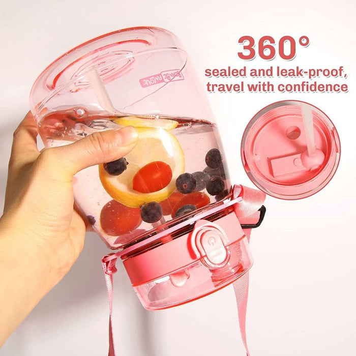 Clear Large Water Bottle Jug With Adjustable Shoulder Strap