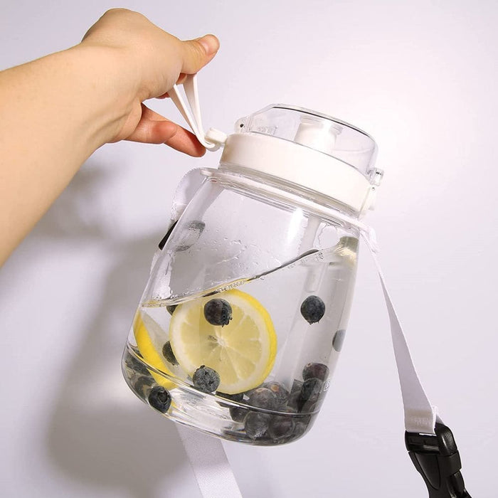 Clear Large Water Bottle Jug With Adjustable Shoulder Strap