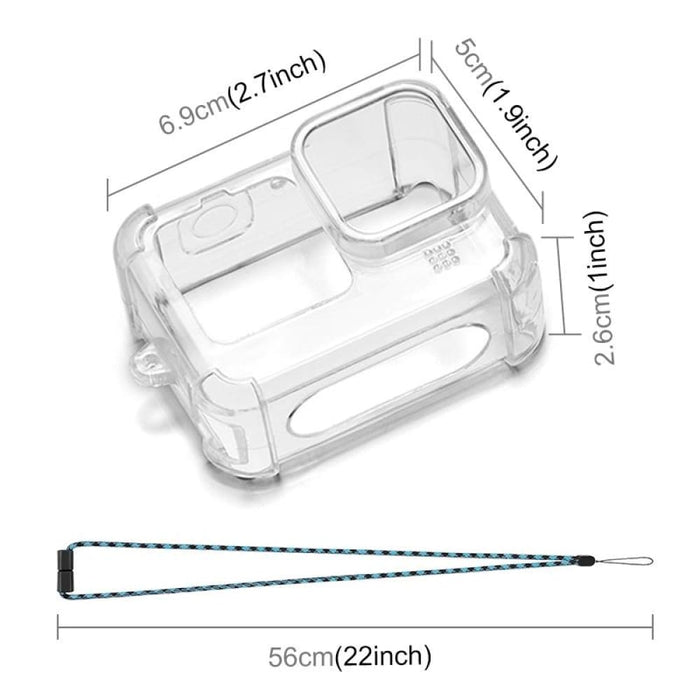 Clear Tpu Case With Lens Cap And Neck Strap For Gopro