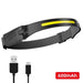 Cob Led Sensor Headlamp Usb Rechargeable Head Torch With 5