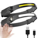 Cob Led Sensor Headlamp Usb Rechargeable Head Torch With 5