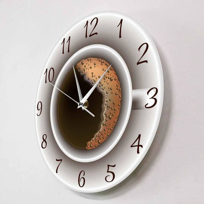 Cup Of Coffee With Foam Decorative Silent Wall Clock