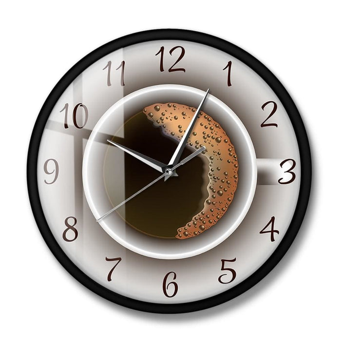 Cup Of Coffee With Foam Decorative Silent Wall Clock