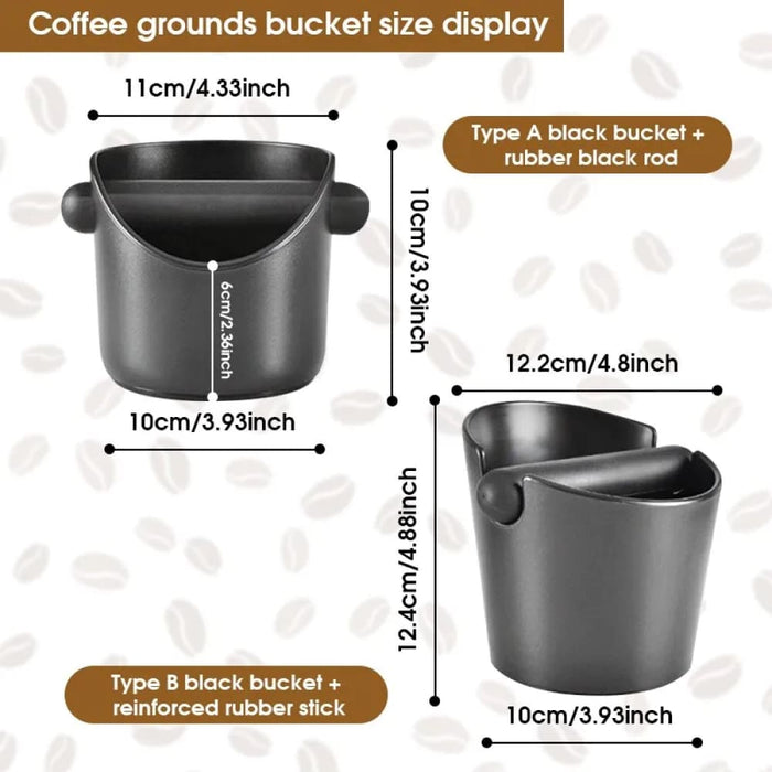 Coffee Knock Box Removable Bar Non Slip Base Black Round