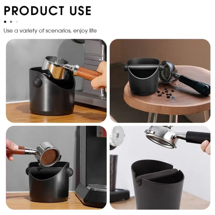 Coffee Knock Box Removable Bar Non Slip Base Black Round